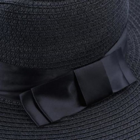 SOLID COLOR SUMMER LADIES BOW WIDE STRAW PLAITING HAT (#5)