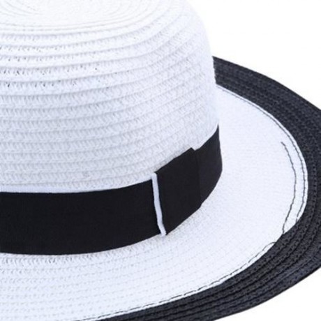 SOLID COLOR SUMMER LADIES BOW WIDE STRAW PLAITING HAT (#3)