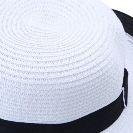 SOLID COLOR SUMMER LADIES BOW WIDE STRAW PLAITING HAT (#3)