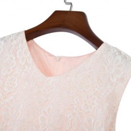 REFINED V-NECK SLEEVELESS FLOWER LACE PARTY DRESS WITH RHINESTONE BELT FOR GIRLS (APRICOT)
