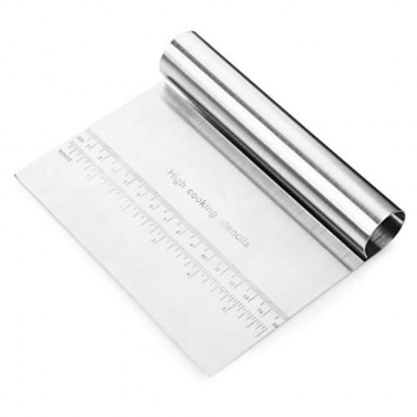 STAINLESS STEEL PIZZA DOUGH SCRAPER CUTTER FLOUR PASTRY CAKE TOOL (SILVER)