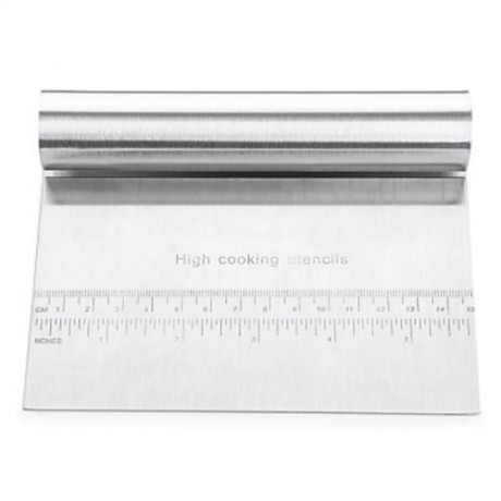 STAINLESS STEEL PIZZA DOUGH SCRAPER CUTTER FLOUR PASTRY CAKE TOOL (SILVER)