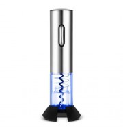 RECHARGEABLE ELECTRIC AUTOMATIC CORDLESS WINE CORKSCREW BOTTLE OPENER FOIL CUTTER (SILVER 