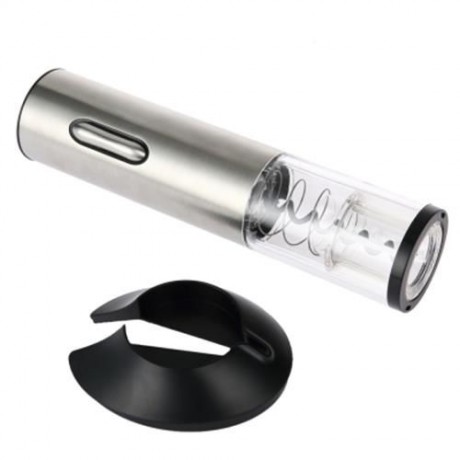 RECHARGEABLE ELECTRIC AUTOMATIC CORDLESS WINE CORKSCREW BOTTLE OPENER FOIL CUTTER (SILVER 