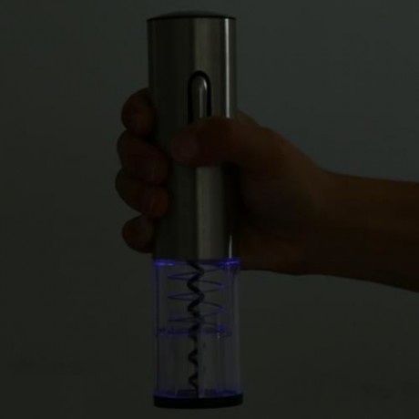 RECHARGEABLE ELECTRIC AUTOMATIC CORDLESS WINE CORKSCREW BOTTLE OPENER FOIL CUTTER (SILVER 
