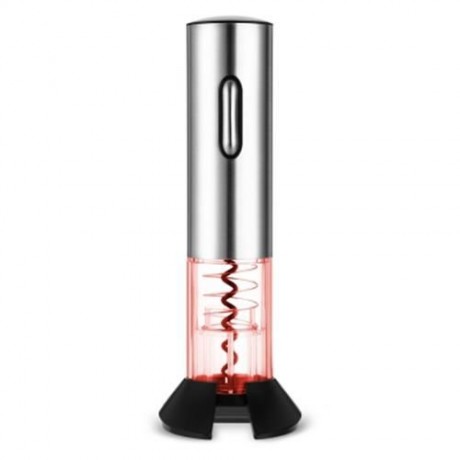 RECHARGEABLE ELECTRIC AUTOMATIC CORDLESS WINE CORKSCREW BOTTLE OPENER FOIL CUTTER (SILVER 