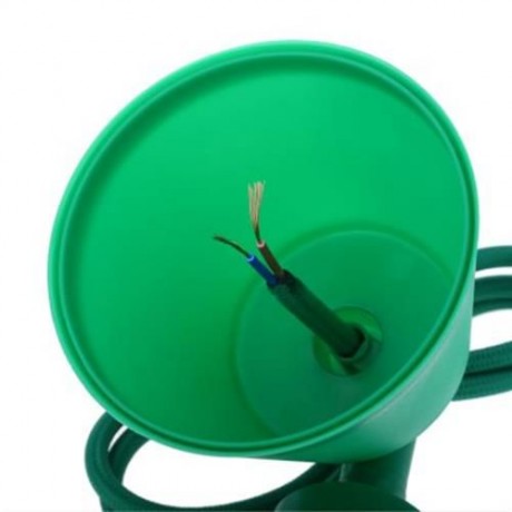 E27 COLORFUL SILICONE CEILING LAMP HOLDER WITH ROPE CORD (GREEN)
