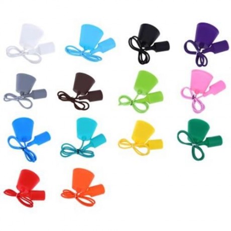 E27 COLORFUL SILICONE CEILING LAMP HOLDER WITH ROPE CORD (SHALLOW PINK)