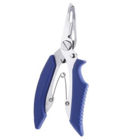 MULTIFUNCTIONALÂ FISHING BENT NOSE PLIERS HOOK REMOVER LINE CUTTER SCISSORS (BLUE)