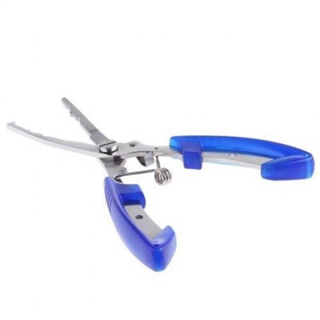 MULTIFUNCTIONALÂ FISHING CURVED NOSE PLIERS HOOK REMOVER LINE CUTTER SCISSORS (BLUE)