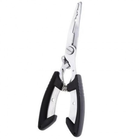 MULTIFUNCTIONALÂ FISHING CURVED NOSE PLIERS HOOK REMOVER LINE CUTTER SCISSORS (BLACK)