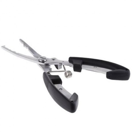 MULTIFUNCTIONALÂ FISHING CURVED NOSE PLIERS HOOK REMOVER LINE CUTTER SCISSORS (BLACK)