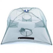 TELESCOPIC 4 SIDE BAIT FISHING CRABS NET ANGLING OUTDOOR APPLIANCE (GRASS GREEN)