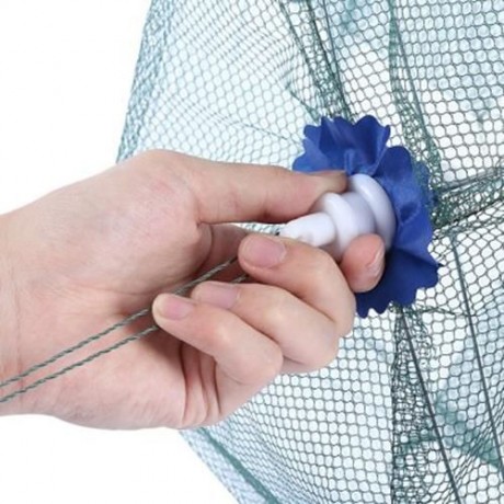 TELESCOPIC 4 SIDE BAIT FISHING CRABS NET ANGLING OUTDOOR APPLIANCE (GRASS GREEN)