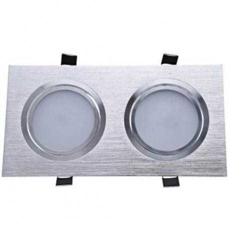 7W 3.5 INCH LED DOUBLE LIGHT SQUARE RECESSED DOWNLIGHT FOR INDOOR LIGHTING (SILVER)