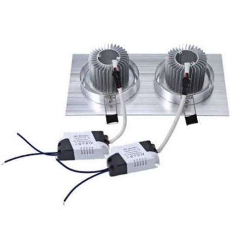 7W 3.5 INCH LED DOUBLE LIGHT SQUARE RECESSED DOWNLIGHT FOR INDOOR LIGHTING (SILVER)