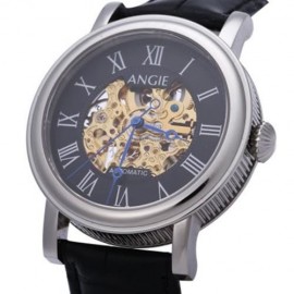ANGIE LEPELS SERIES MEN AUTO MECHANICAL WATCH 5ATM HOLLOW DIAL ROMAN NUMERALS DISPLAY WRIS
