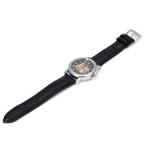 ANGIE LEPELS SERIES MEN AUTO MECHANICAL WATCH 5ATM HOLLOW DIAL ROMAN NUMERALS DISPLAY WRIS