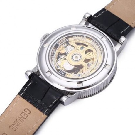 ANGIE LEPELS SERIES MEN AUTO MECHANICAL WATCH 5ATM HOLLOW DIAL ROMAN NUMERALS DISPLAY WRIS