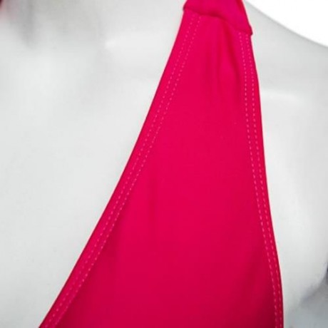 STYLISH GATHERED RUFFLE TRIM SLIMMING BIKINI (ROSE)