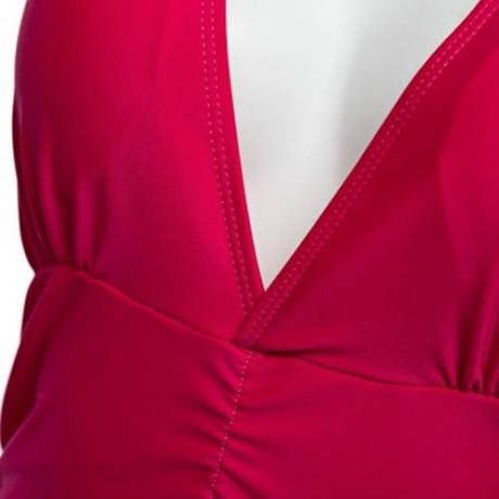 STYLISH GATHERED RUFFLE TRIM SLIMMING BIKINI (ROSE)