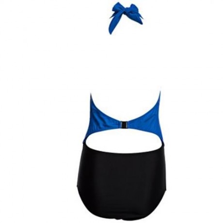 STYLISH GATHERED RUFFLE TRIM SLIMMING BIKINI (BLUE)