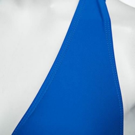 STYLISH GATHERED RUFFLE TRIM SLIMMING BIKINI (BLUE)