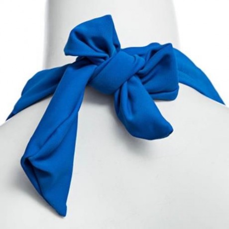 STYLISH GATHERED RUFFLE TRIM SLIMMING BIKINI (BLUE)