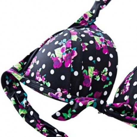 STYLISH VINTAGE SEXY HIGH-WAIST RETRO PUSH UP HALTER SWIMSUIT (BLACK)