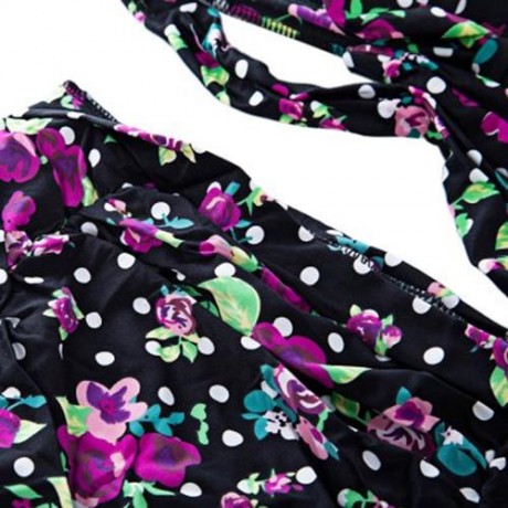 STYLISH VINTAGE SEXY HIGH-WAIST RETRO PUSH UP HALTER SWIMSUIT (BLACK)