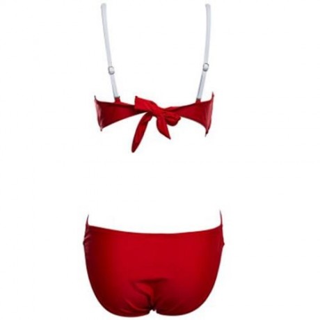 STYLISH STRIPE PATTERN SLIMMING BIKINI WITH ADJUSTABLE SHOULDER STRAPS (RED)