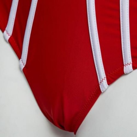 STYLISH STRIPE PATTERN SLIMMING BIKINI WITH ADJUSTABLE SHOULDER STRAPS (RED)