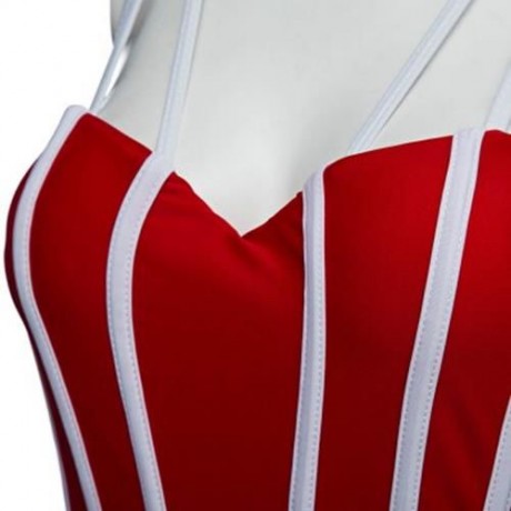 STYLISH STRIPE PATTERN SLIMMING BIKINI WITH ADJUSTABLE SHOULDER STRAPS (RED)