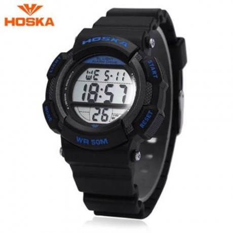 HOSKA H007S DIGITAL CHILDREN SPORT WATCH CHRONOGRAPH CALENDAR ALARM BACKLIGHT 5ATM LED WRI