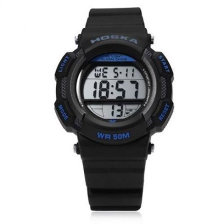 HOSKA H007S DIGITAL CHILDREN SPORT WATCH CHRONOGRAPH CALENDAR ALARM BACKLIGHT 5ATM LED WRI