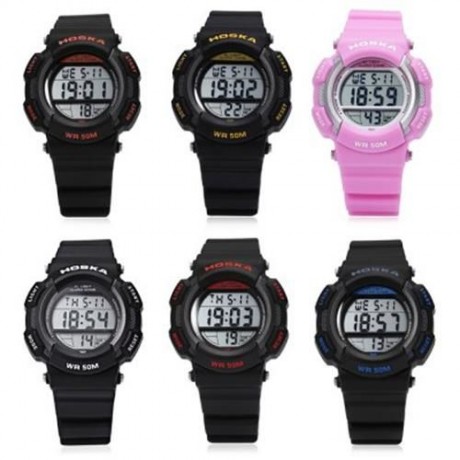 HOSKA H007S DIGITAL CHILDREN SPORT WATCH CHRONOGRAPH CALENDAR ALARM BACKLIGHT 5ATM LED WRI