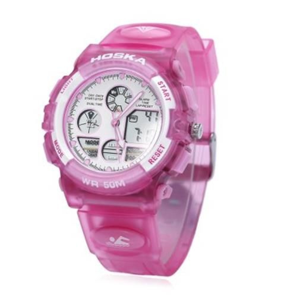HOSKA H003B 5ATM DUAL MOVT CHILDREN SPORT WATCH CHRONOGRAPH CALENDAR ALARM BACKLIGHT WRIST HOSKA H003B 5ATM DUAL MOVT CHILDREN SPORT WATCH CHRONOGRAPH CALENDAR ALARM BACKLIGHT WRIST
