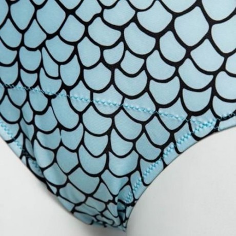 TRENDY SEXY FISH SCALE PATTERN HALTER SWIMWEAR (BLUE)