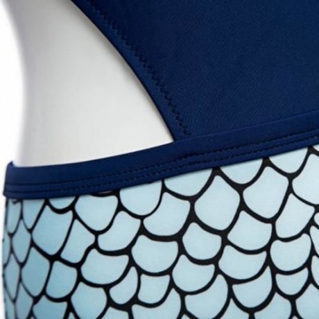 TRENDY SEXY FISH SCALE PATTERN HALTER SWIMWEAR (BLUE)