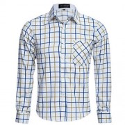 CASUAL TURN DOWN COLLAR LONG SLEEVE PLAID PRINT BUTTON AND POCKET DESIGN SHIRT FOR MEN (YE