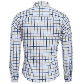 CASUAL TURN DOWN COLLAR LONG SLEEVE PLAID PRINT BUTTON AND POCKET DESIGN SHIRT FOR MEN (YE