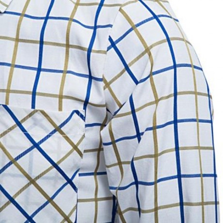 CASUAL TURN DOWN COLLAR LONG SLEEVE PLAID PRINT BUTTON AND POCKET DESIGN SHIRT FOR MEN (YE
