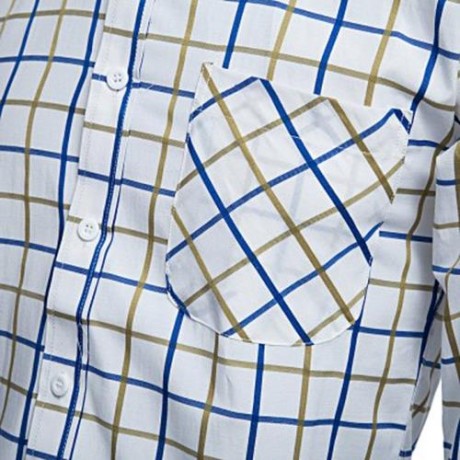 CASUAL TURN DOWN COLLAR LONG SLEEVE PLAID PRINT BUTTON AND POCKET DESIGN SHIRT FOR MEN (YE