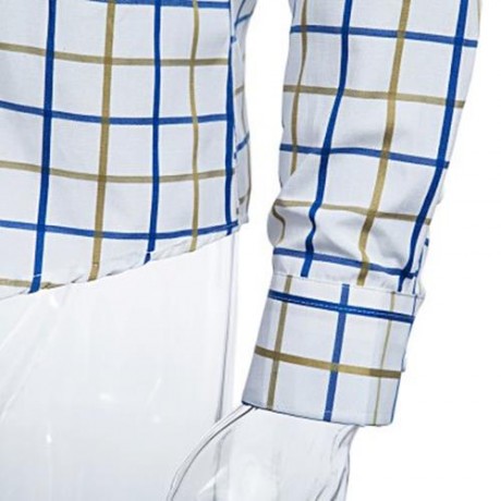 CASUAL TURN DOWN COLLAR LONG SLEEVE PLAID PRINT BUTTON AND POCKET DESIGN SHIRT FOR MEN (YE