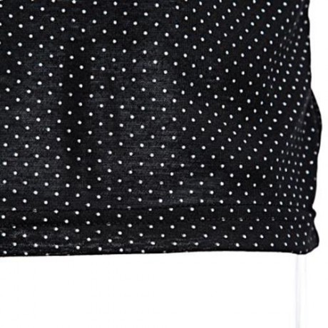 TRENDY STAND COLLAR LONG SLEEVE DOT PRINT SHIRT FOR MEN (BLACK)