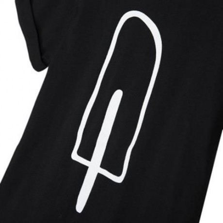 FASHION COTTON MATERIAL ROUND COLLAR SHORT SLEEVE KIDS T-SHIRT (BLACK)