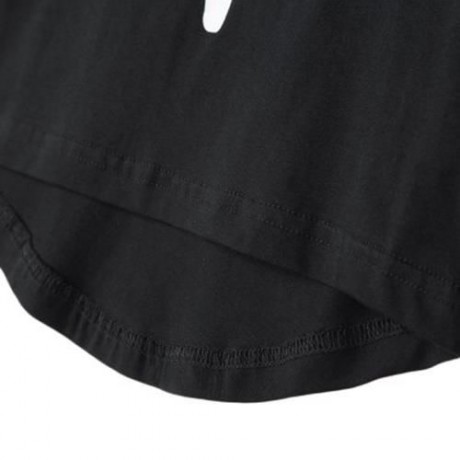 FASHION COTTON MATERIAL ROUND COLLAR SHORT SLEEVE KIDS T-SHIRT (BLACK)