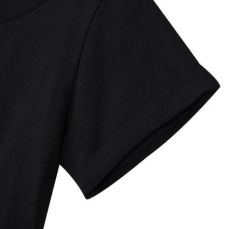 FASHION COTTON MATERIAL ROUND COLLAR SHORT SLEEVE KIDS T-SHIRT (BLACK)