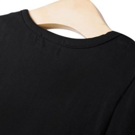 FASHION COTTON MATERIAL ROUND COLLAR SHORT SLEEVE KIDS T-SHIRT (BLACK)