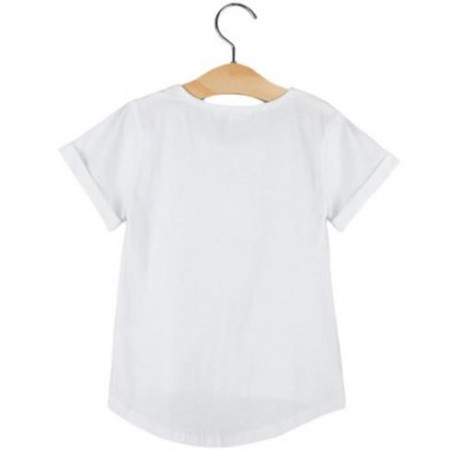 FASHION COTTON MATERIAL ROUND COLLAR SHORT SLEEVE KIDS T-SHIRT (WHITE)